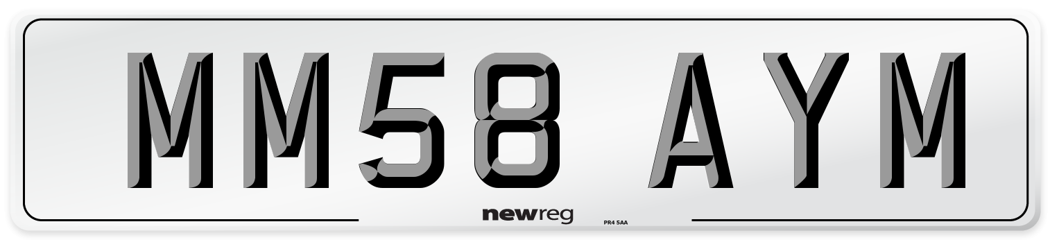 MM58 AYM Number Plate from New Reg